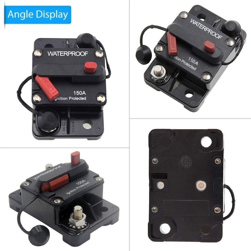 ANJOSHI 150 Amp Circuit Breaker 30A-300A with Manual Reset Waterproof Inline Fuse Inverter for Marine Trolling Motors Boat ATV Manual Power 12V-48VDC - Image 2